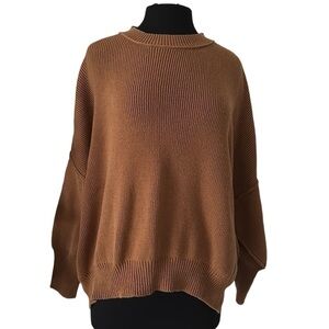 Daryl Ann Denner cognac brown orange crewneck oversize sweater size small